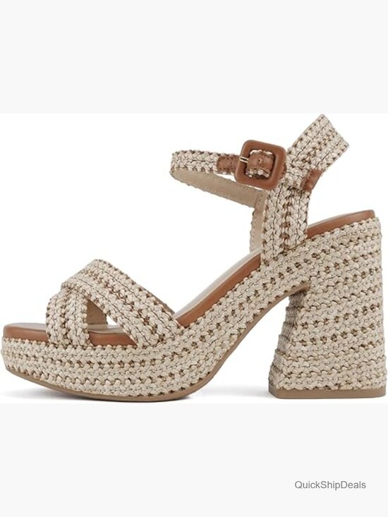 Shoes - Square Open Toe Crisscross Band Ankle Strap High Heel Platform Sandal